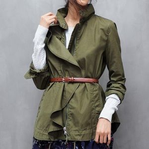 Banana Republic Green Ruffle Utility Jacket